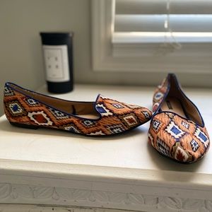 Multi color flats rust/blue/brown/tan/mustard